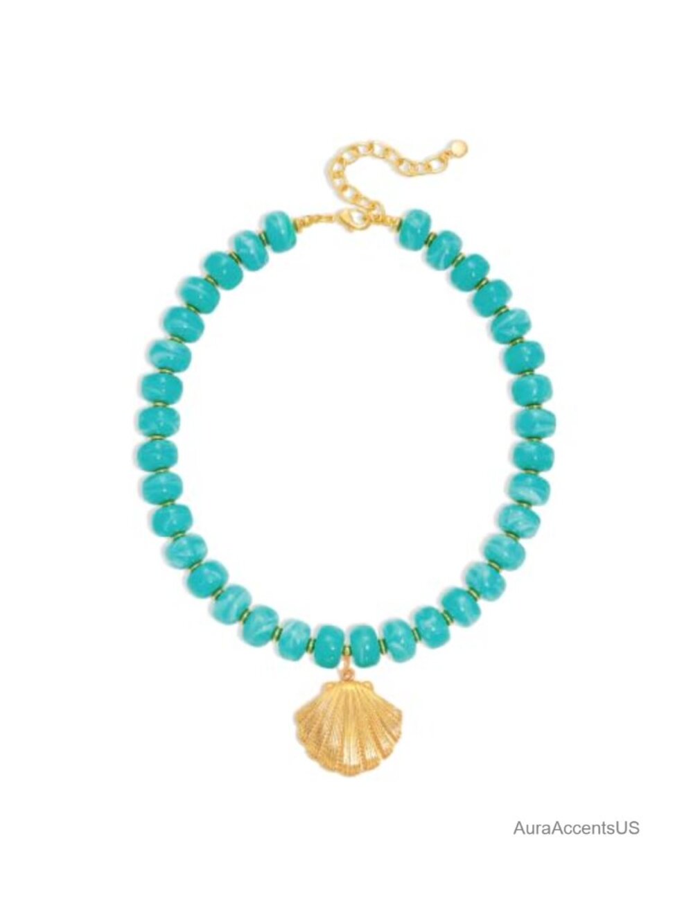 Womens Chunky Beaded Pendant Necklace Resin Shell Beach Choker Adjustable